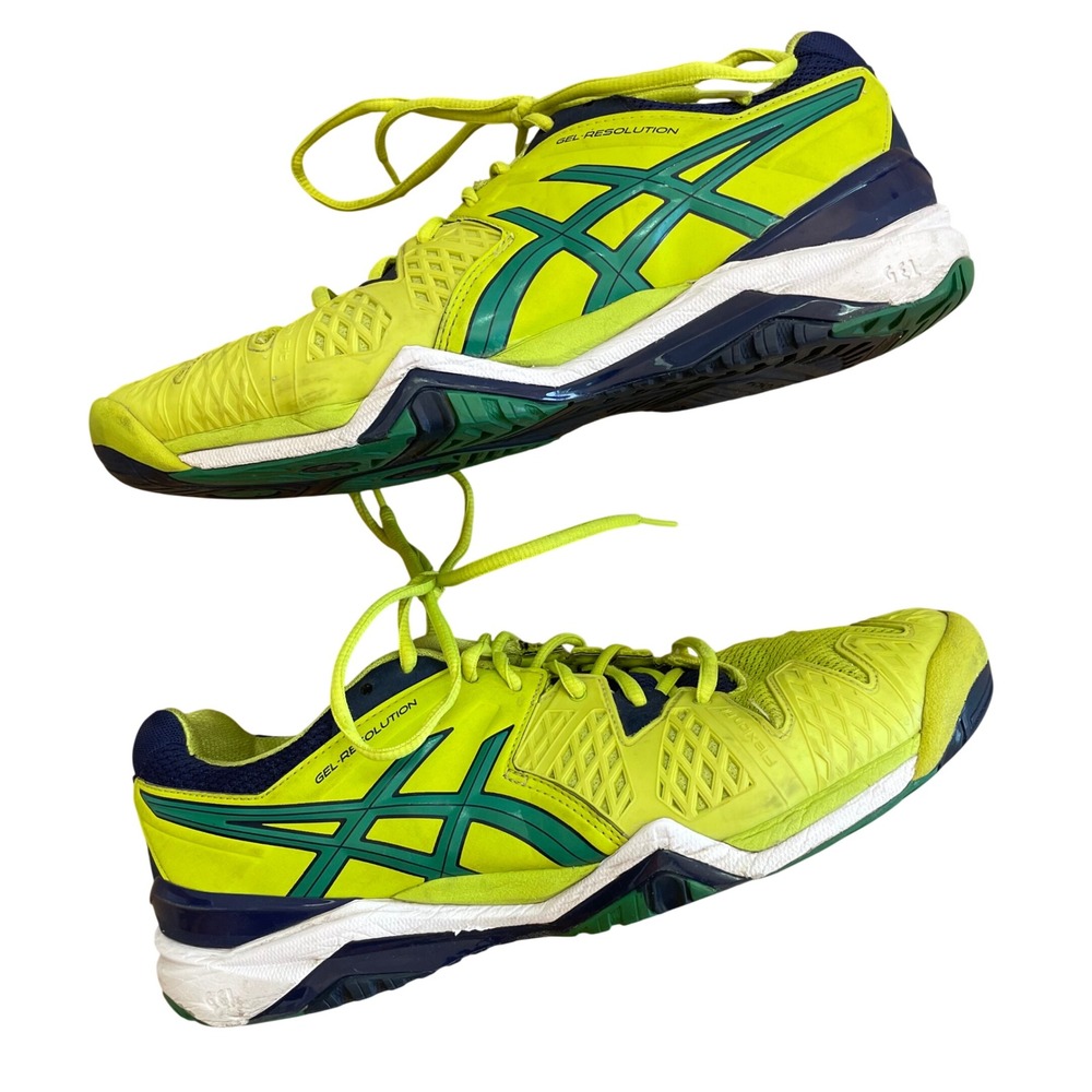 Asics Gel Resolution 6 Mens 10 Lime Green Pine Indigo Blue Low Pickleball Tennis